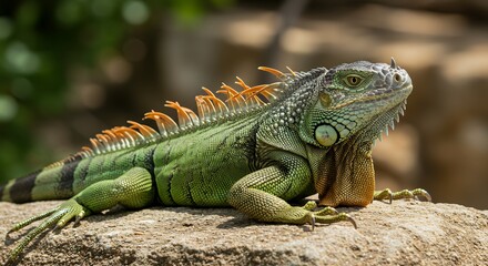 Obraz premium Green Iguana on Rock