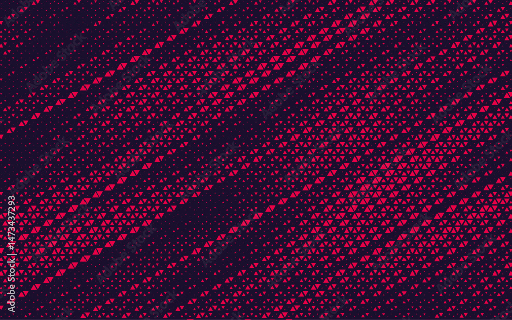 Aufkleber Abstract background with red triangle dots. Triangle halftone geometric background. Halftone triangular retro 80s pattern. Diagonal stripe retro background with triangular dots.	