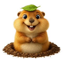 Fototapeta premium PNG Cute hamster with leaf hat