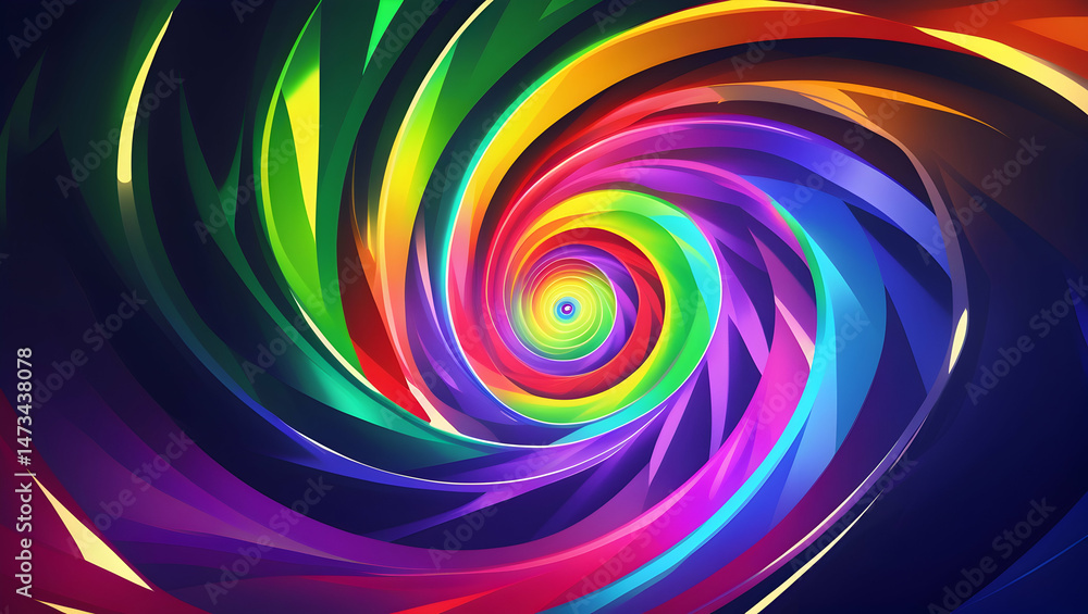 Aufkleber psychedelic rainbow swirl art abstract design mesmerizing color spectrum gradient vortex illustratio
