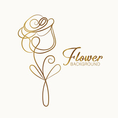 Elegant Golden Floral Background Design with Delicate Flowers and Leaves