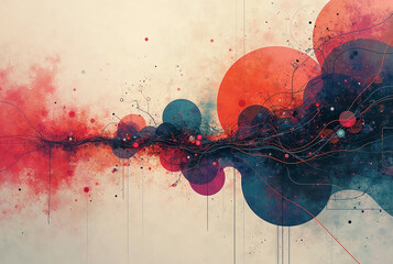 Vibrant abstract watercolor splash and organic shapes creating a dynamic horizontal flow of color