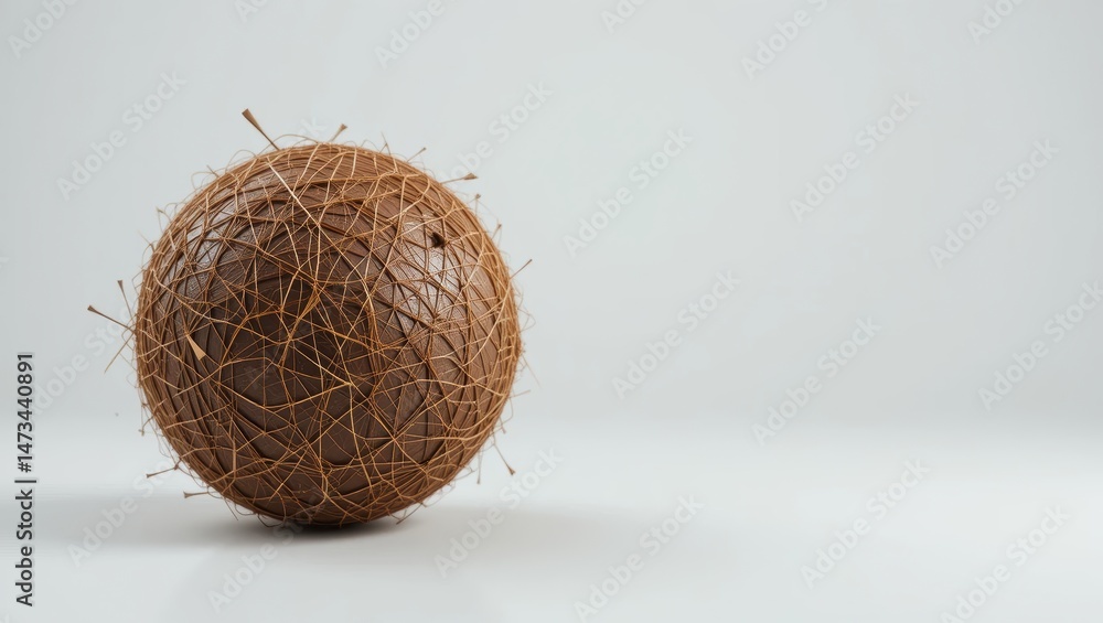 Aufkleber abstract brown sphere with glowing texture on plain background in minimalist style