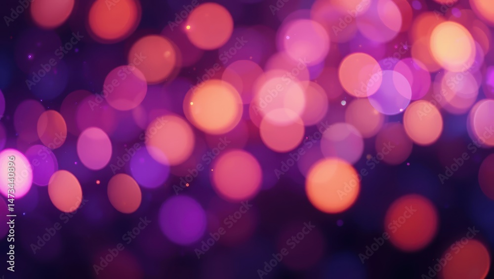 Poster abstract bokeh background with soft purple and orange lights creating a dreamy atmosphere