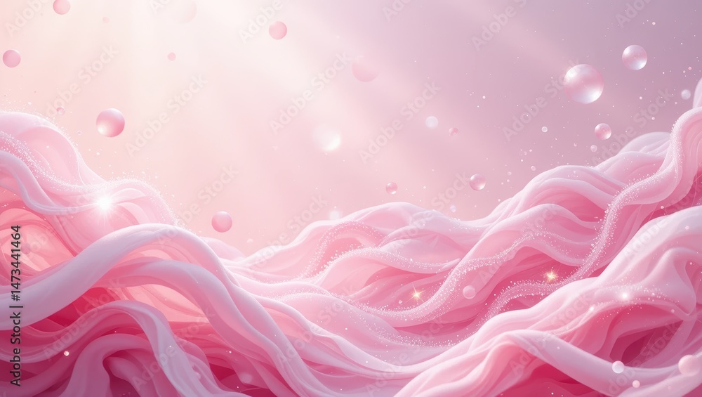 Poster abstract pink waves with light and elegance creating a dreamy and serene atmosphere