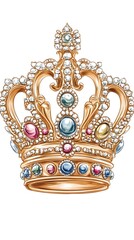 A golden crown adorned with sparkling gemstones