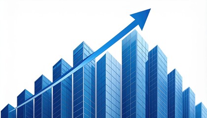 Fototapeta premium Upward Trending Blue Skyscrapers Graphing Business Growth and Success A visual representation of financial increase