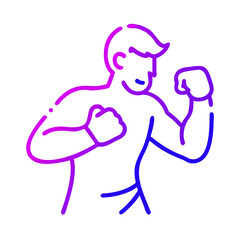 Minimalist Gradient Line Art of a Male Boxer in Fighting Stance