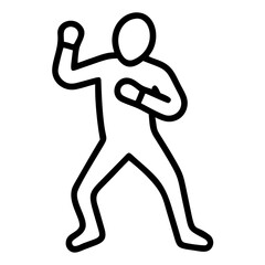 Minimal Line Drawing of a Boxer in a Fighting Stance with Gloves