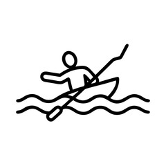 Fluid One Line Sketch of a Canoe Slalom Athlete Navigating Rapids