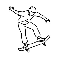 Obraz premium Skateboarding Icon , Minimalist Sports Illustration in Black Outline
