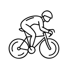  Cycling Track Racing Icon , Minimalist Sports Illustration in Black Outline