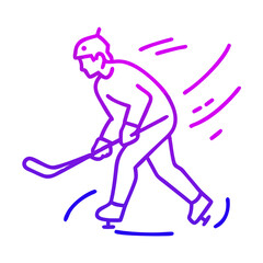 Ice Hockey Player Icon ,Minimalist Sports Illustration in Vibrant Gradient