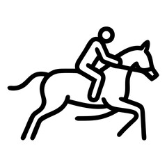 Horseback Riding Icon, Minimalist Sports Illustration in Black Outline
