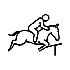 Equestrian Icon , Minimalist Sports Illustration in Black Outline
