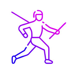 Fencing Icon , Minimalist Sports Illustration in Vibrant Gradient