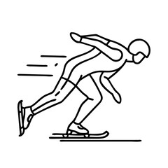 Fluid Minimalist Line Art , Speed Skating Icon in Black Outline