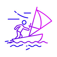  Windsurfer Icon , Minimalist Water Sports Illustration in Vibrant Gradient