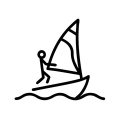  Sailboat Icon , Minimalist Water Sports Illustration in Black Outline