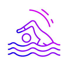 Gradient Line Art of a Swimmer Performing Front Crawl in Water