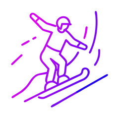  Dynamic skiing downhill line icon, winter sport action illustration