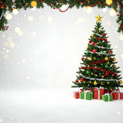 Obraz premium christmas background with christmas tree and snowflakes