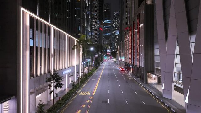 Robinson Road at night, Singapore.