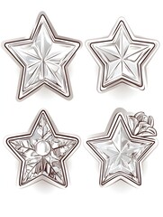 Obraz premium Four silver stars, two with intricate designs, two with simple designs