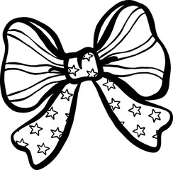 Coquette 4th of July American Bow Doodle Outline