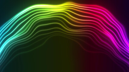 Fototapeta premium Colorful neon curved wavy lines abstract background