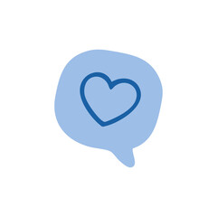 Light blue speech bubble with a simple heart inside