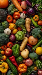 Fresh Assorted Vegetables in a Colorful Seamless Background