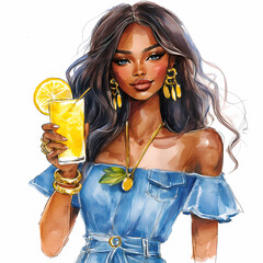 a girl holding the glass of lemon juice 