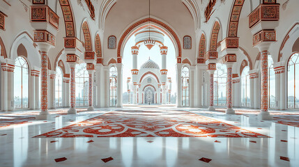 Stunning portrayal of a majestic mosque adorned with intricate architectural details