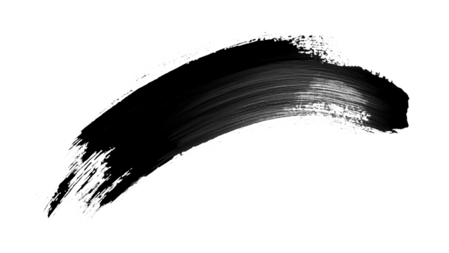 Dynamic black brushstroke on a white background for modern artistic expression