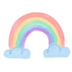 Fototapeta premium Cute Digital Rainbow Illustration in Watercolor Brush Style