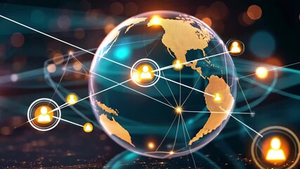 A futuristic representation of interconnected global networks highlighting communication technology for internet business in a digital landscape - Powered by Adobe