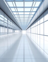 Fototapeta premium 3d render of abstract futuristic glass architecture with empty concrete floor