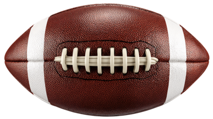 Closeup of Brown and White American Football on Transparent Background, PNG