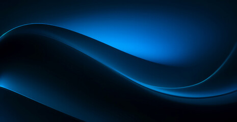 Abstract flowing blue and black gradient background with smooth curves and light.