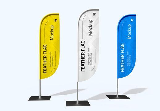Three Advertising Feather Flag Mockup