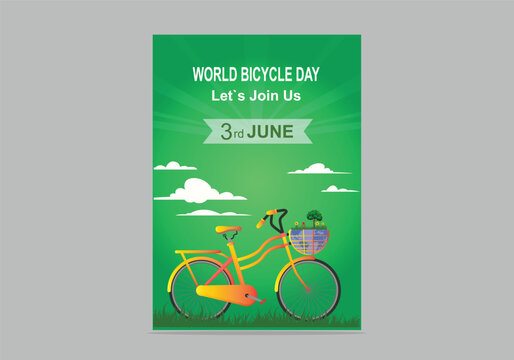 World bicycle day celebration with Eco friendly bicycle concept vector illustration flyer poster design. Eco-friendly environmental transportation backgrounds.