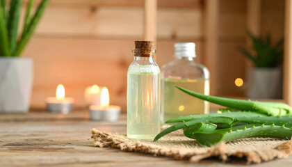 Serene Spa Setting with Aloe Vera and Essential Oils