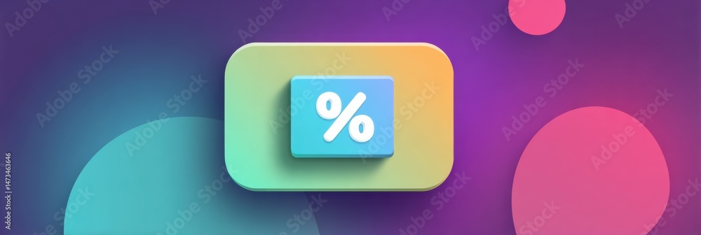 Leinwandbilder Discount Tab Appears on Glossy User Interface Panel With Vibrant Shapes and Colors for an Engaging Shopping Experience