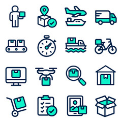 Logistics and Delivery Service Icons A Comprehensive Set of Modern Line Art Graphics