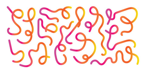Color Swirl Lines with Rainbow Gradient. Vector Wave Shapes for Celebration, Parties and Carnivals Design. Abstract Ribbon Illustration in eps 10.