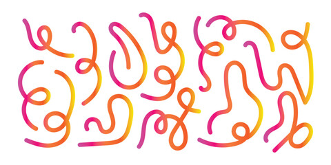 Color Swirl Lines with Rainbow Gradient. Vector Wave Shapes for Celebration, Parties and Carnivals Design. Abstract Ribbon Illustration in eps 10.