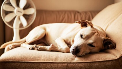 Total Relaxation: A Dog Peacefully Resting on a Cozy Couch