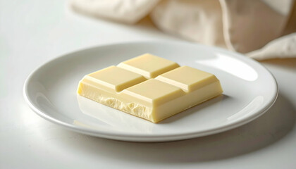 A Delightful Piece of White Chocolate on a Plate