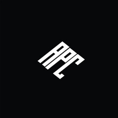 APC letter logo design on black background.
